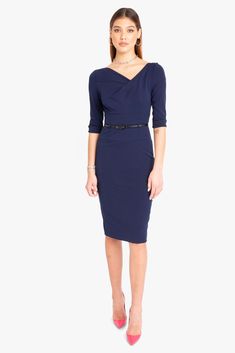 Classic Jackie O Sheath Dress | Black Halo Fitted Elastane Bodycon Dress With Asymmetrical Neckline, Asymmetrical Neckline Elastane Bodycon Dress, Classic Midi Length Elastane Dresses, Elegant Stretch Bodycon Dress For Office Wear, Flattering Fitted Midi Dress For Work, Fitted Elastane Dresses For Formal Occasions, Classic Evening Midi Dress In Elastane, Classic Stretch Midi Dress, Classic Knee-length Elastane Dress