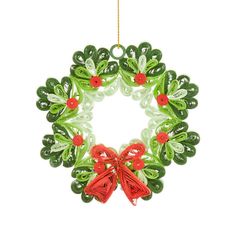 Quilled Paper Wreath Ornament Christmas Cards Hand Made Quilling, Quilled Christmas Tree Pattern, Paper Quilling Wreath, Paper Quilling Christmas Tree Pattern, Toilet Paper Roll Wreath Christmas, Toilet Paper Roll Wreaths, Christmas Quilling Art, Paper Quilling Christmas Tree, Origami Christmas Wreath