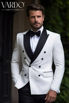 >>ORIGINAL ARTWORK AND CONTENT, PLEASE DO NOT COPY<< Men Suits, Suits For Man, White Double Breasted Tuxedo for Men - Formal Evening Wear  , Formal Suit, Formal piece Wedding Suit, Double Breasted, Formal Fashion Slim Fit Suit. Elevate your style with this classic white double-breasted tuxedo for men. Whether you're attending a black-tie event, a wedding, or a special occasion, this tuxedo will make you stand out. Crafted with precision and attention to detail, our tuxedo exudes sophistication and timeless elegance. 👔 Key Features: ✅ Premium Quality: Made with high-quality materials for durability and comfort. ✅ Impeccable Fit: Tailored to perfection, ensuring a sharp and flattering look. ✅ Double-Breasted Design: A timeless choice for a truly dapper appearance. ✅ Versatile Style: Ideal f Black And White Suit, Groom Wedding Attire, Black And White Tuxedo, Formal Evening Wear