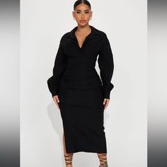 Never Worn. With Tags. Black Ruched Midi Dress For Work, Black Ruched Long Sleeve Midi Dress, Black Long Sleeve Ruched Midi Dress, Classy Lady, Ruched Maxi Dress, Style Challenge, Fashion Nova Dress, Fashion Nova Dresses, Classy Women