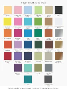 color chart with different shades and colors