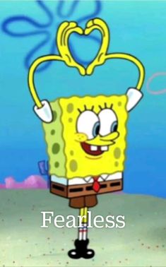 an animated spongebob with a heart on his head