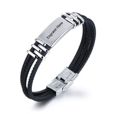 Description Gifts for dad: engraved with "I love that you are my dad". It is perfect as a gift for Father's Day or any other festive occasion Unique men's jewelry: high-quality classic men's silicone bracelet made of stainless steel and silicone and in black and silver With a gift box: a specially designed jewelry box in the package, as a gift to your father Men's bracelet size: pendant height x width: 3 cm x 2.5 cm, bracelet length x width: 21 cm, weight: 100 g Useful gift choice: the wonderful Personalized Black Leather Bracelet With Stainless Steel, Adjustable Silicone Bracelet As Gift, Adjustable Silicone Bracelet For Gifts, Adjustable Silicone Bracelet For Gift, Adjustable Stainless Steel Classic Name Bracelet, Adjustable Stainless Steel Wristband, Father's Day Black Stainless Steel Wristband, Personalized Stainless Steel Wristband For Father's Day, Father's Day Adjustable Leather Bracelet With Stainless Steel