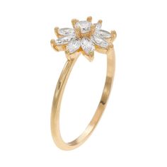 Featuring glittering cubic zirconia arranged in a floral shape, this LC Lauren Conrad ring will add an eye-catching detail to your look. RING DETAILS Width: 1 mm, 4 mm Metal: brass Plating: gold tone Finish: polished Stone: cubic zirconia Additional details: nickel free Not appropriate for children 14 years old and younger. Size: 9. Gender: female. Age Group: adult. Cubic Zirconia Flower Promise Ring, Cubic Zirconia Flower Ring Fine Jewelry, Cubic Zirconia Flower Ring In Fine Jewelry Style, Cubic Zirconia Flower Shaped Fine Jewelry Ring, Wedding Flower Ring In Cubic Zirconia, Cubic Zirconia Flower Ring With Center Stone, Dazzling Cubic Zirconia Flower Ring, Diamond White Flower-shaped Cubic Zirconia Ring, Cubic Zirconia Flower Shape Diamond Ring With Prong Setting