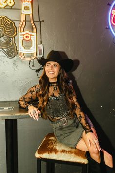 Denim And Turquoise Outfit, Western Rock And Roll Outfits, Pool Hall Outfit, Country Rockstar Outfit, Black And Red Western Outfit, Pop Country Concert Outfit, Downtown Nashville Outfits Fall, Western Gothic Aesthetic Outfit, Black Denim Top Outfit