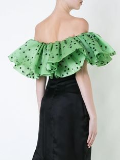 Shop Bambah double ruffle top with Express Delivery - FARFETCH Green Ruffled Party Top, Summer Cocktail Top With Ruffles, Chic Ruffled Silk Chiffon Blouse, Silk Ruffle Blouse For Party, Silk Ruffled Blouse For Party, Silk Ruffled Evening Tops, Evening Organza Top With Ruffles, Evening Ruffled Organza Top, Sleeveless Silk Blouse With Ruffles