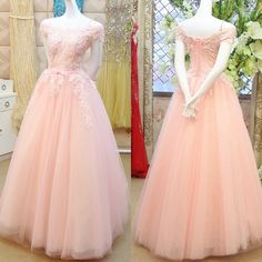 Pink Ball Gown For Prom Season Banquet, Pink Ball Gown For Prom Banquet, Pink Ball Gown For Banquet, Pink Tulle Banquet Dress, Princess Style Floor-length Evening Dress, Pink Princess Bridesmaid Dress For Wedding, Princess Style Pink Bridesmaid Dress For Wedding, Pink Ball Gown With Sweep Train, Pink Sweep Train Dress For Banquet