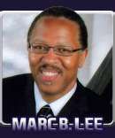 a man in a suit and tie smiling at the camera with words march lee on it