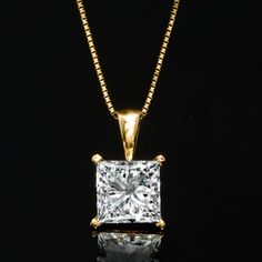 Ross-Simons - 2.00ct Princess-Cut Lab Grown Diamond Pendant Necklace. 18". Priced to please for its substantial size, our gorgeous 2.00 carat princess-cut lab-grown diamond pendant necklace makes a sensational signature style. Finely crafted in polished 14kt yellow gold and suspended from a sleek box chain. Lab-grown diamonds are identical to mined diamonds according to their optical, physical and chemical properties. All Ross-Simons lab-grown diamond jewelry in 14kt gold and platinum includes a Classic Cubic Zirconia Princess Cut Necklace, Classic Princess Cut Cubic Zirconia Necklace, Princess Cut Diamond Necklace For Gift, Anniversary Princess Cut Diamond Necklace In Fine Jewelry Style, Fine Jewelry Princess Cut Cubic Zirconia Necklace, Fine Jewelry Princess Cut Diamond Necklace For Anniversary, Yellow Gold Princess Cut Fine Jewelry Necklace, Fine Jewelry Cubic Zirconia Princess Cut Necklace, Princess Cut Yellow Gold Necklace In Fine Jewelry Style