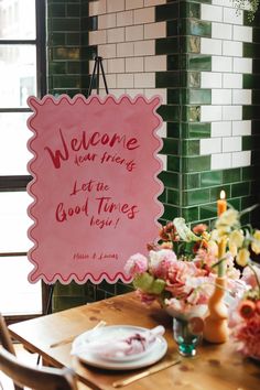 pink and red wedding welcome sign Pink Color Schemes, 카드 디자인, Urban Wedding, Wedding Planning Checklist, Welcome To The Party, Wedding Checklist, Wedding Mood Board, Wedding Mood, Wedding Bar