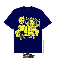 `~... Brand new 100% cotton Navy Blue 6.oz shirt featuring an Yellow  plastisol  screen print on the chest.  A great shirt to complete your outfit for your dunk shoes. BODY LENGTH SMALL 26.562 MEDIUM 27.5 LARGE 29 XL 30.5 2XL 32 3XL 33.5 BODY WIDTH SMALL 18 MEDIUM 20 LARGE 22 XL 24 2XL 26 3XL 28 Blue Graphic Print Shirt For Streetwear, Blue Graphic Design Shirt For Streetwear, Blue Graphic Print Shirt For Fans, Blue Cotton Throwback T-shirt, Throwback Blue T-shirt For Streetwear, Outfit Dunk, Yellow Bed, Dunk Shoes, Yellow Bedding