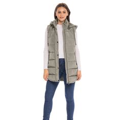 This S.E.B. by SEBBY outerwear vest for women offers a feminine and flattering fit at a great price point. Bringing designer details and all-around comfort, this womens puffer jacket vest will not disappoint. It features a detachable hood for added warmth and protection from light showers. The snaps and zipper are a stunning gunmetal finish for a very refined look. This vest can be worn as a fall coat and right into the winter as true outerwear. The loose quilted faux down insulation imparts a s Long Puffer Vest, Puffer Jacket Vest, Womens Puffer Jacket, Puffer Vest With Hood, Vest For Women, Long Puffer, Puffer Jacket Women, Jacket Vest, Outerwear Vest