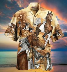 Lightweight construction with breathable mesh fabric provides a comfortable and flawless fit. Native Horse, Horse Brown, Native American Horses, Horse Shirt, Hawaii Beaches, Vintage Horse, Beach Casual, Vintage Hawaiian, Mens Hawaiian Shirts