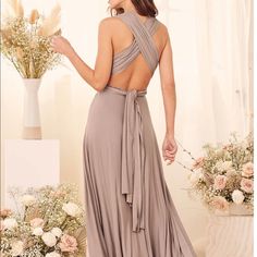 Brand New With Tags! I Never Wore For My Friends Wedding. Lulus Bridesmaid Dresses, Taupe Maxi Dress, Convertible Maxi Dress, Taupe Bridesmaid Dresses, Lulus Dresses, New Years Eve Dresses, Long Dress Casual, Different Dresses, Maxi Dress Formal