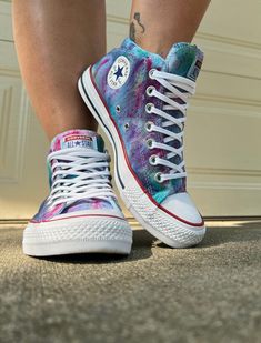 Started as white converse, tie dyed them to create custom shoes! If you would like certain colors just message me! Please allow two weeks for delivery. (Due to customization, one week is needed for production, and one week is needed for shipping.) Casual Multicolor Custom Artwork Sneakers, Customizable Casual Multicolor Sneakers, Casual Multicolor Customizable Sneakers, Casual Customizable Multicolor Sneakers, Casual Blue Custom Sneakers With Paint Splatter, Comme Converse, Dyed Converse, Dye Converse, Tie Dye Converse