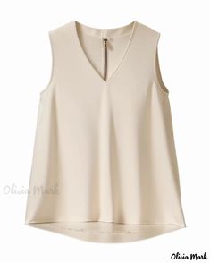 OliviaMark - Sophisticated Silk Solid Color V-Neck Vest Camisole - Exquisite Sleeveless Silk Top for Outerwear or Layering Silk Vest, Silk Camisole, Color Fabric, Sleeveless Vest, Chiffon Blouse, Vest Top, Silk Top, Fabric Color, Stylish Outfits