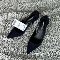 Mango Navy Heels Absolutely New Size 9 Comes With A Box Mango Heels, Mango Shoes, Navy Heels, Jeweled Heels, Gold High Heels, Leopard Print Heels, Genuine Leather Sandals, Stiletto Shoes, Brown Heels