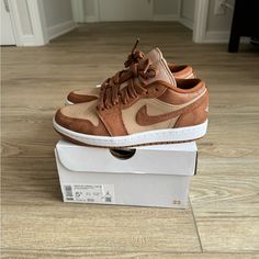 Brand New In Box. Beautiful Color Way In Women's Size 5.5. Nike Jordan Brown, Nike Brown, Nike Air Jordan 1 Low, Nike Air Jordan 1, Air Jordan 1 Low, Jordan 1 Low, Coffee Colour, Nike Jordan, Shoe Game