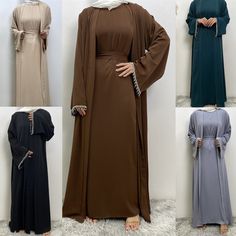 #ad Find ideas�and inspiration for Abaya Open Long Dress Muslim Women Two Piece Cardigan Kimono Kaftan Party Gown, Fashion Party Clothing Ramadan Kimono, Open Kaftan, Kimono Kaftan, Gown Fashion, Open Abaya, Cardigan Kimono, Dress Muslim, Party Gown, Arab Fashion