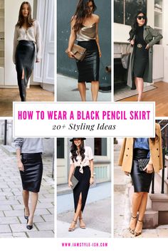 20+ easy ideas to style a black pencil skirt Work Pencil Skirt Outfit, Outfits With Black Pencil Skirt, How To Style A Black Leather Skirt, How To Style Black Leather Skirt, Pencil Skirt Work Outfits, Body Con Skirt Outfit, Black Pencil Skirt Outfit Ideas, Black Leather Skirt Outfit Winter, Casual Leather Skirt Outfit