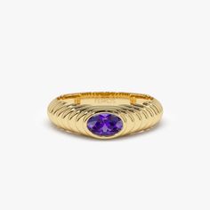 This 14k Gold ring boasts a unique step-beveled design and features a sparkling 6x4 MM oval cut amethyst, a perfect birthstone for February. The modern design makes it suitable for everyday wear, and the amethyst adds a pop of color to the piece. The step-beveled design adds depth, and the 14k Gold gives it a touch of luxury. This ring is perfect for anyone born in February or anyone who loves the color purple. Features: * Made to Order * Gold Kt: 14K Solid Gold (also available in 18K) * Available Gold Colors: Rose Gold, Yellow Gold, White Gold * Oval Amethyst: 1 pc 6 x 4 MM * Amethyst Carat Weight: 0.40 ctw * Ready to Ship in 7-10 Business days  ▶ See more of our gemstone rings here - https://etsy.me/3CGRdMI ▶ See our storefront here - http://etsy.me/2lUcVnH - STORE AND SECTION LINKS NEXT Luxury Yellow Gold Amethyst Ring Oval Cabochon, Modern Gold Oval Amethyst Ring, 14k Yellow Gold Polished Amethyst Ring, Oval Yellow Gold Amethyst Ring With Polished Finish, Modern Gold Amethyst Ring With Oval Shape, 14k Yellow Gold Amethyst Ring With Polished Finish, Timeless Gold Oval Amethyst Ring, Timeless Oval Gold Amethyst Ring, Timeless Yellow Gold Amethyst Ring With Oval Shape