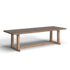 a wooden table with two legs and a rectangular top on an isolated white background,