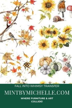 an image of fall into whimsy transferer with sunflowers and leaves