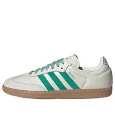 (WMNS) adidas Samba OG 'Off White Court Green' JI3906 White Adidas Sneakers For Outdoor Activities, Adidas Sneakers For Outdoor Activities, White Sneakers With Gum Sole For Outdoor Activities, Adidas Samba Og, Sports Sneakers, Hot Sneakers, Adidas Samba, Adidas Yeezy, Jordan Retro