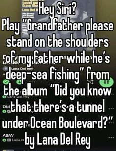 text that reads, hey sir play grandfather please stand on the shoulders of my father while he's deep sea fishing from the album