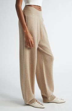 Ribbing at the waistband and cuffs frames these easygoing joggers knit from a luxurious blend of cashmere and wool. 28" inseam; 14" leg opening; 13" front rise; 16" back rise (size X-Small) Elastic waist Ribbed cuffs 75% cashmere, 25% wool Hand wash, dry flat Imported Designer Clothing Relaxed Fit Cashmere Pants For Loungewear, Casual Cashmere Sweatpants For Fall, Fall Cashmere Sweatpants For Loungewear, Casual Fall Cashmere Sweatpants, Casual Wool Pants For Loungewear, Casual Cashmere Bottoms With Ribbed Waistband, Relaxed Fit Cashmere Bottoms For Loungewear, Cozy Cashmere Lounge Bottoms, Beige Cashmere Bottoms For Loungewear