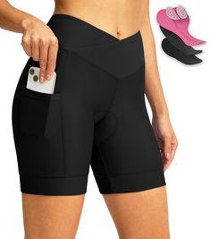 PRICES MAY VARY. Breathable & Ultra Stretchy : This bike shorts feature breathable, soft, lightweight, and ultra-stretchy fabric that efficiently wicks away moisture and helps it rapid evaporation. 4D Gel Padding : Designed specifically for women, this bike shorts include ergonomic, breathable gel padding to provide perfect cushioning. It effectively protects the hips and reduces soreness. Crossover High Waist : Highlighting feminine curves, our cycling shorts are designed with a crossover high Fitted Activewear With Built-in Shorts For Outdoor Activities, Breathable Micro-elastic Biker Shorts For Sports, Compressive Short-leg Cycling Bottoms, Breathable Mid-thigh Running Shorts, Compression Activewear For Cycling Mid-thigh Length, Compression Mid-thigh Athletic Shorts For Cycling, Compression Black Shorts For Cycling, Compression Mid-thigh Activewear For Cycling, Compression Activewear For Cycling, Mid-thigh Length