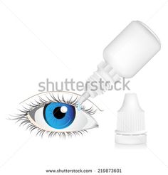 an eye with blue eyes and a dropper