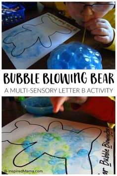 bubble blowing bear is an easy and fun activity for toddlers to do with the letter b