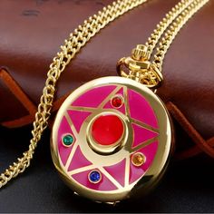 Sailor Moon Pentacle Quartz Pocket Watch Necklace - Fashionable Cosplay Costume Pendant For Women And Girls - Perfect Gift Idea Gold Themed Jewelry For Cosplay, Juicy Couture Watch, Moon Pentacle, Pocket Watch Necklace, Uniqlo Bags, Apple Watch Accessories, Pendant For Women, Leather Watch Bands, Women Wrist Watch