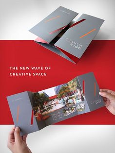 the new wave of creative space brochure is open to reveal images and text