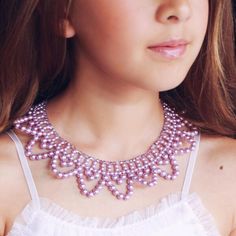 The Sadira Purple Kids Designer Necklace. Luxury Purple Pearl Necklace, Lilac Art, Girls Necklace, Designer Headbands, Pearl Accessories, Luxury Girl, Designer Kids, Designer Necklace, Kids Necklace