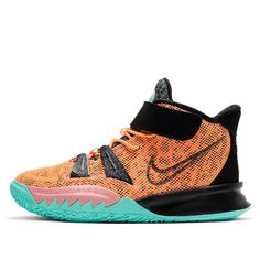 Nike Kyrie 7 PS 'Play for the Future' Atomic Orange/Tropical Twist/Black Basketball Shoes/Sneakers Kyrie 7, Black Basketball Shoes, Tropical Twist, Nike Kyrie, Volleyball Shoes, Nike Kids, Round Toe Heels, New Sneakers, Orange Fashion