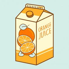 an orange juice carton on a blue background