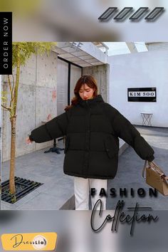 New Short Winter Jacket Women Warm Hooded Down Cotton Jacket Parkas Female Casual Loose Outwear Korean Cotton-padded Winter Coat Casual Winter Parka With Padded Collar, Winter Puffer Jacket With Padded Collar And Long Sleeves, Winter Long Sleeve Puffer Hooded Jacket, Long Sleeve Puffer Hooded Jacket For Winter, Thick Puffer Jacket For Fall, Trendy Hooded Quilted Jacket For Fall, Casual Puffer Jacket For Cold Weather, Thick Hooded Outerwear For Fall, Thick Long Sleeve Outerwear For Outdoor