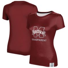 The Women's Maroon Mississippi State Bulldogs Grandparent T-shirt is the perfect way to show your support for the Bulldogs. Made from a comfortable polyester and spandex blend, this t-shirt features printed graphics that proudly display your Mississippi State Bulldogs pride. Whether you're cheering on the Bulldogs at the game or just showing your support around town, this t-shirt is sure to turn heads. Bulldogs Logo, Bulldogs Football, Volleyball Tshirts, Bulldog Mom, Mississippi State Bulldogs, Mom Tshirt, Mississippi State, Golf T Shirts, Womens Tennis