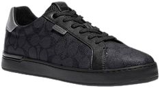 Luxury Black Slip-on Sneakers, Coach Sneakers With Laces For Sports, Black Luxury Slip-on Sneakers, Black Casual Custom Sneakers With Leather Sole, Casual Black Custom Sneakers With Leather Sole, Luxury Black Plain Toe Sneakers, Black Textile Sneakers With Laces, Coach Sneakers For Streetwear, Coach Leather Sneakers