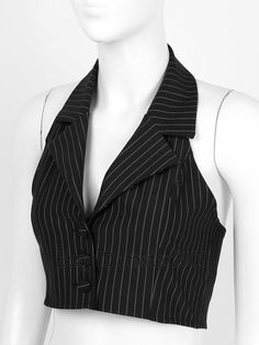 Womens Stripes Work Suit Vest Sleeveless Waistcoat Coat     Color:White,Black,Navy Blue Material: Polyester Size: S-L Condition: New with top quality Specifications: Women Size (Clothes) height(CM) Weight(KG) Asian S=US XXS 150-155 45-50 Asian M=US XS 155-160 50-55 Asian L=US S 160-165 55-60 Asian XL=US M 165-170 60-65 Asian 2XL=US L 170-175 65-70       Men Size (Clothes) height(CM) Weight(KG) Asian S=US XXS 165 <50 Asian M=US XS 170 <60 Asian L=US S 175 60-70 Asian XL=US M 180 70-80 Asian 2XL=U Suit In Women, Cropped Suit Vest Outfit, Halter Waistcoat Outfit, Suit Tops For Women, Halter Neck Waistcoat, Fabric Accessories Fashion, Sleeveless Button Up, Striped Vest Outfit, Sleeveless Shirt Aesthetic