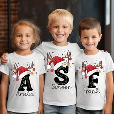 Christmas Kids T-Shirt, Custom Christmas Kids Shirt, Funny Christmas Shirt, Custom Christmas Party Kids Shirt, Christmas Tee With Kids Name Discover our unique and stylish t-shirts designed for everyone! If you are looking for modern, cute and comfortable t-shirts, you have come to the right place. ❀ DETAILS ❀ We use Bella Canvas and Gildan SoftStyle t-shirts in our prints. Bella Canvas Unisex sizing 4.2 oz. Solid colors: 100% Combed & Ring-Spun Cotton Athletic Heather: 90% Combed & Ring-Spun Co Kids Christmas Shirts Vinyl, Christmas Shirts For Boys, Christmas Party Kids, Kids Christmas T Shirts, Diy Christmas Shirts, Christmas Shirts For Kids, Matching Christmas Shirts, Kids Christmas Party, Christmas Kids