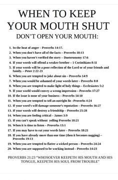 a poster with the words when to keep your mouth shut don't open your mouth