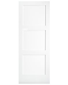 a white door with two panels on the bottom and one panel in the top half