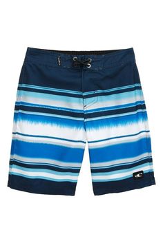 O'Neill Toddler Boys Board Shorts   Size:  2T Condition:  New with tags attached Fabric:  100% polyester Color:   Blue white multi stripe print MSRP:  $28.00   Board shorts have a front velcro closure with elastic waist in the back. No pockets Logo on the leg Summer fun and beach ready!    Please ask questions before bidding.  All items come from a clean, smoke free home. Surf Board, Beach Ready, Baby & Toddler Clothing, Stripe Print, Kids Wear, Board Shorts, Toddler Boys, Boy Outfits, White Stripe