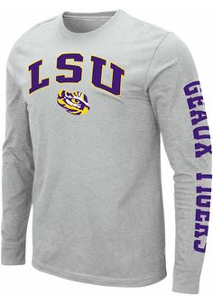 a long sleeved shirt with the word lsu on it