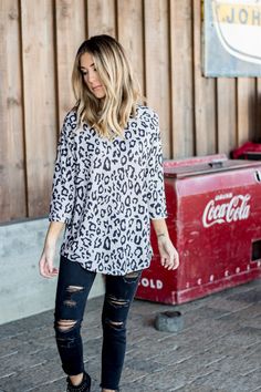 Introducing the Blair Top, the perfect addition to your wardrobe this season! With its simple yet relaxed style, this top is both flattering and comfortable, making it a must-have for any fashion-forward woman. The neutral animal print adds a touch of fierceness to your everyday look, making you stand out in the best way possible. Size: Small 0-4 Medium 6-8 Large 10-12 XL 12-14 1X 14-16 2X 16-18 3X 18-20 Leopard Print Relaxed Fit Top For Spring, Spring Leopard Print Relaxed Fit Top, Casual Leopard Print Tops For Day Out, Casual Leopard Print Blouse For Fall, Casual Leopard Print Blouse, Casual Long Sleeve Tiger Print Tops, Trendy Tiger Print Tops For Fall, Casual Tiger Print Tops, Leopard Print Relaxed Fit Top For Fall