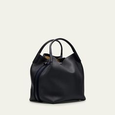 Loro Piana "Bale" large handbag in leather Two carry handles  Tonal stitching  Logo accent  Toggle chain closure Wipe clean Made in Italy Timeless Bags With Palladium Hardware And Round Handle, Timeless Bags With Removable Pouch And Round Handle, Timeless Bag With Removable Pouch And Round Handle, Everyday Calf Leather Bag With Round Handle, Everyday Leather Box Bag With Palladium Hardware, Everyday Top Handle Calf Leather Bucket Bag, Satchel Box Bag With Palladium Hardware For Everyday Use, Everyday Calf Leather Bucket Bag With Top Handle, Timeless Hobo Bag With Detachable Double Handle