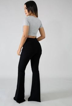 Getting into the groove has never been easier with our Bell Bottom Jean! This classic 5 pocket style is updated with a frayed hem and stretch denim, plus a super stylish Jet Black color. Get ready to channel your inner rockstar - made with love in the USA. Fits true to size. Inseam Length 34" Rise 10.75" Made in United States • Care Instructions: Machine wash • Fabric: 59% Cotton, 32% Tencil, 6% polyester, 3% lycra Bell Bottom Jeans Plus Size, Black Bell Bottom Jeans, Black Bell Bottom, Jet Black Color, Denim Flare Jeans, Bottom Jeans, Los Angeles Style, Asymmetrical Tops, Denim Flares